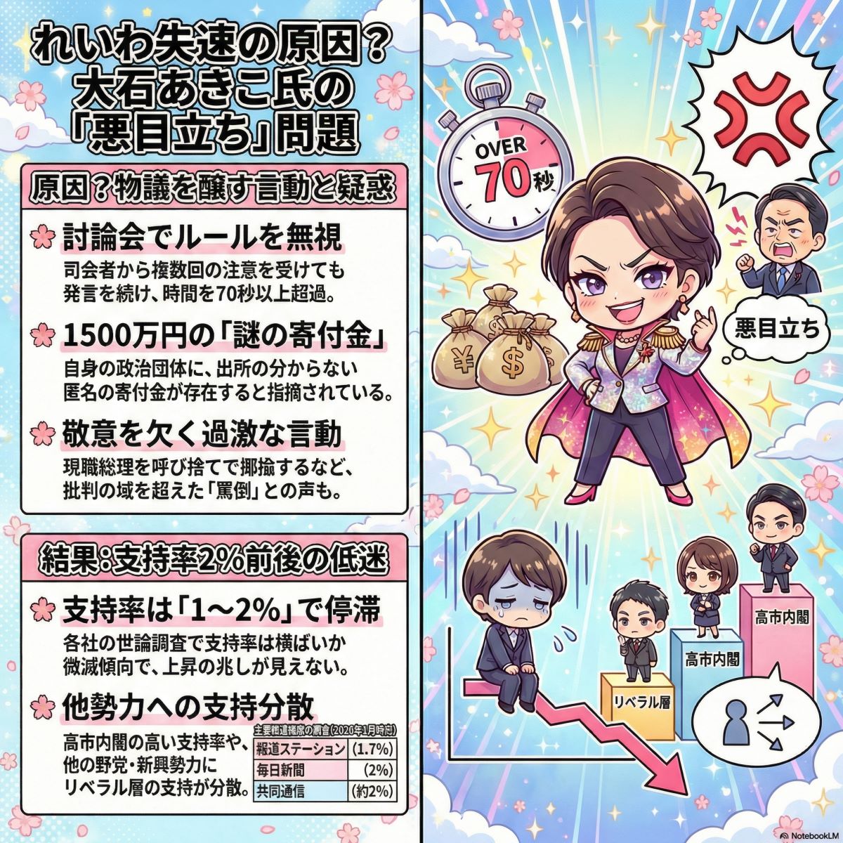 れいわ新撰組の支持率は低下へ・・・