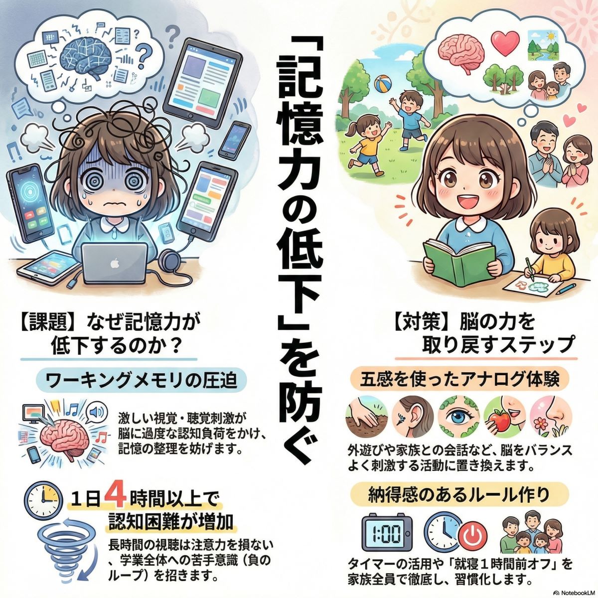 なぜ長時間の画面視聴が記憶定着を下げるのでしょうか？