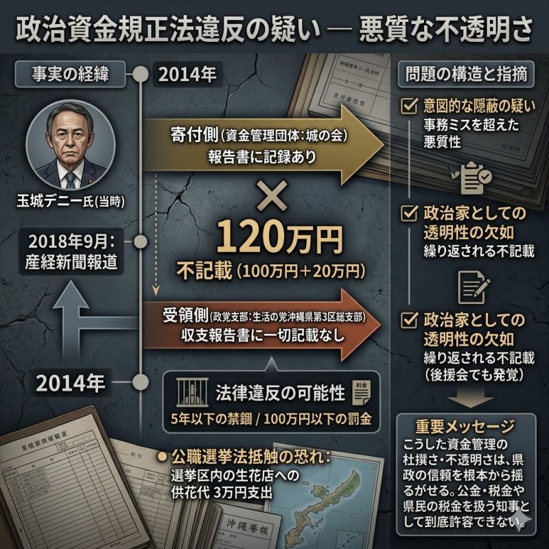 政治資金規正法違反の疑い — 悪質な不透明さ