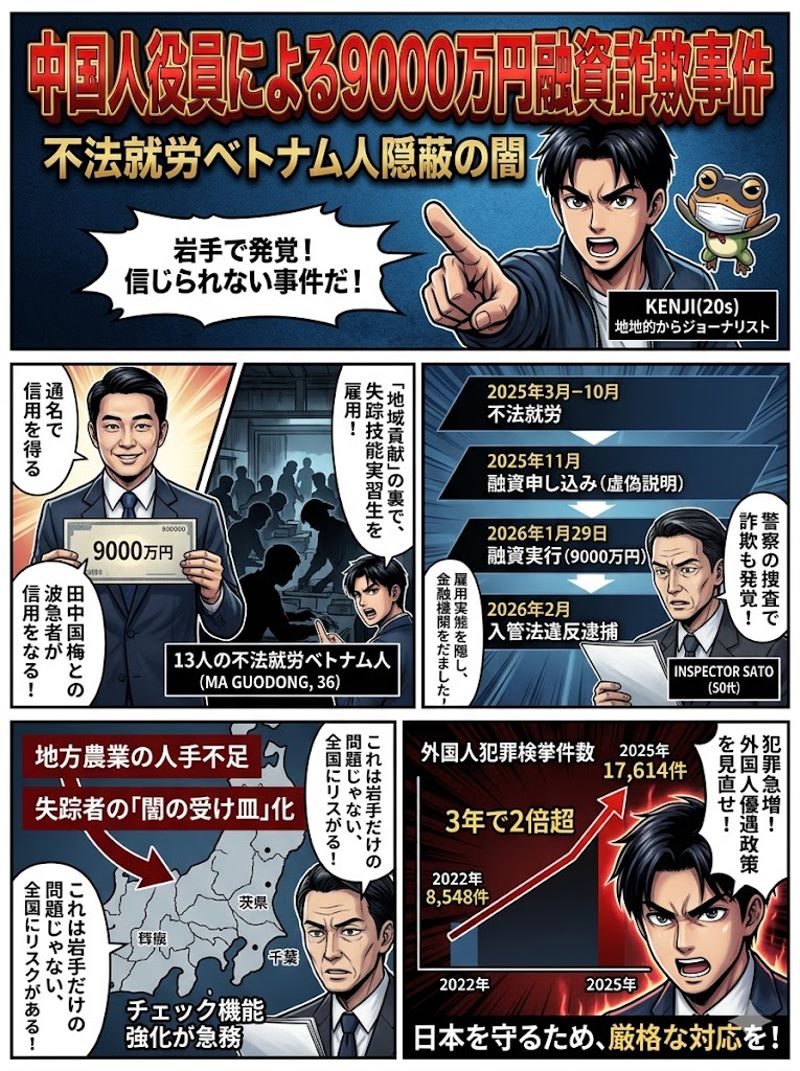 中国人役員がベトナム人不法就労で9000万円の融資詐欺事件