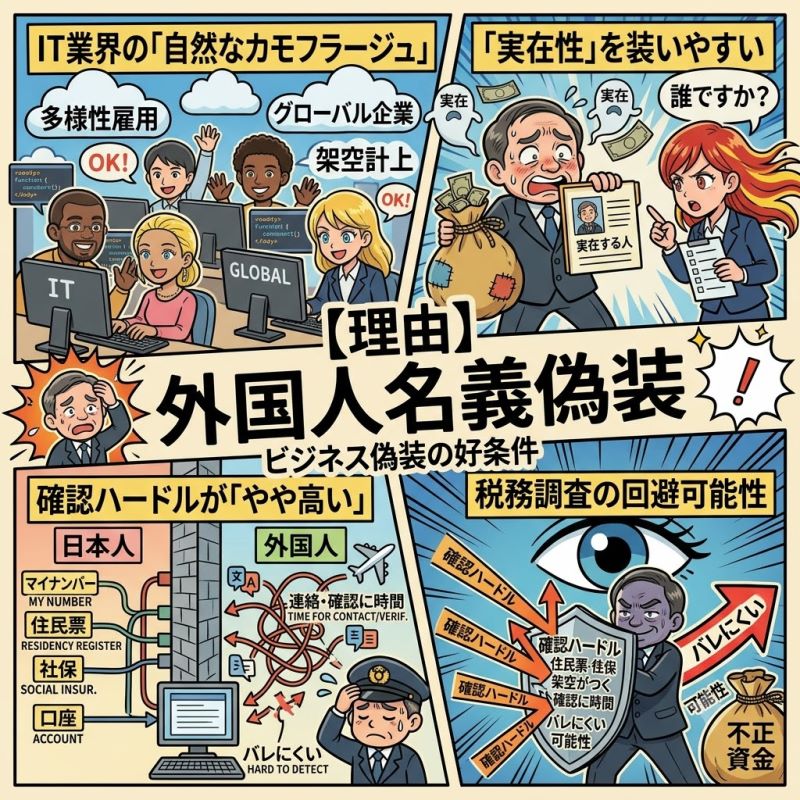 なぜ外国人名義を使ったのか?(推測される主な理由)