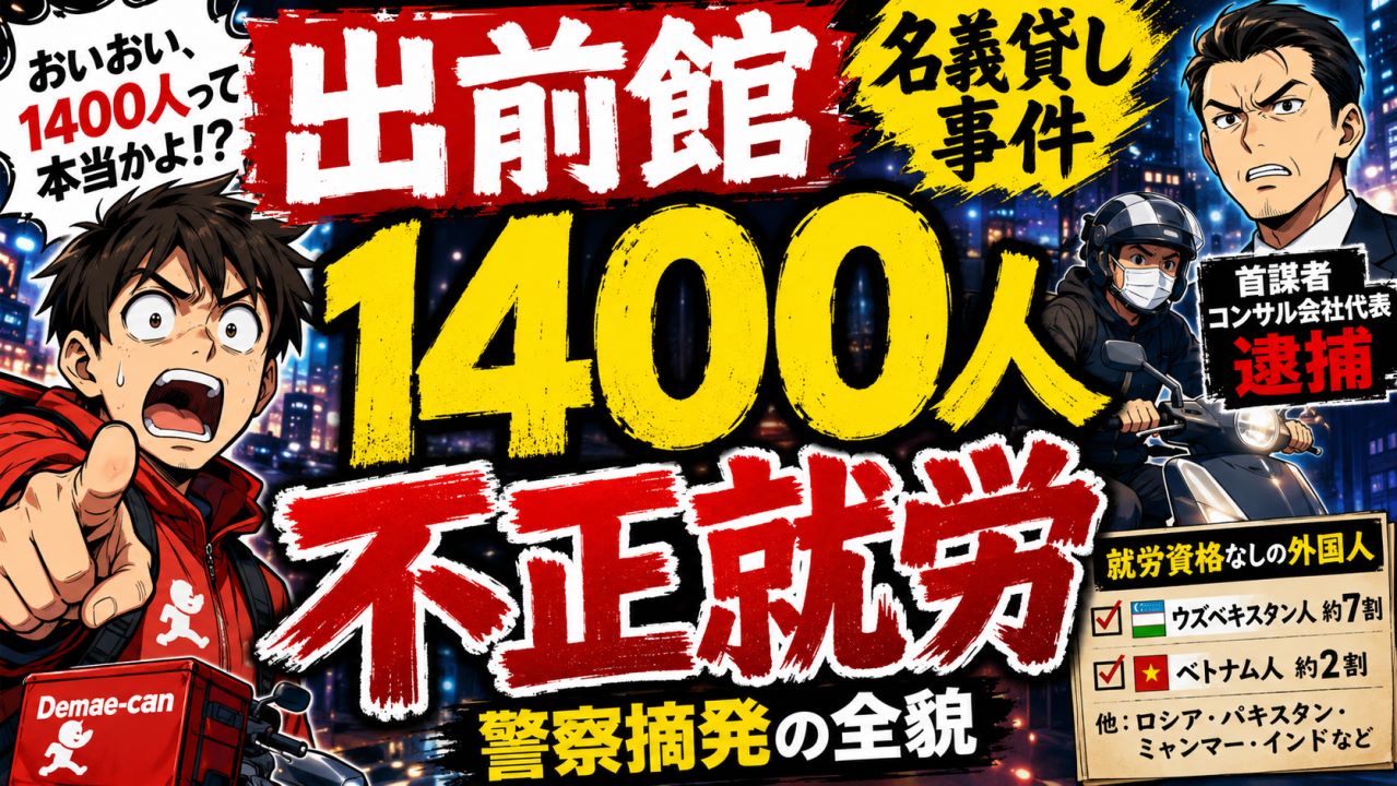 出前館の名義貸し事件｜就労資格なし外国人1400人が配達員に？警察摘発の全貌