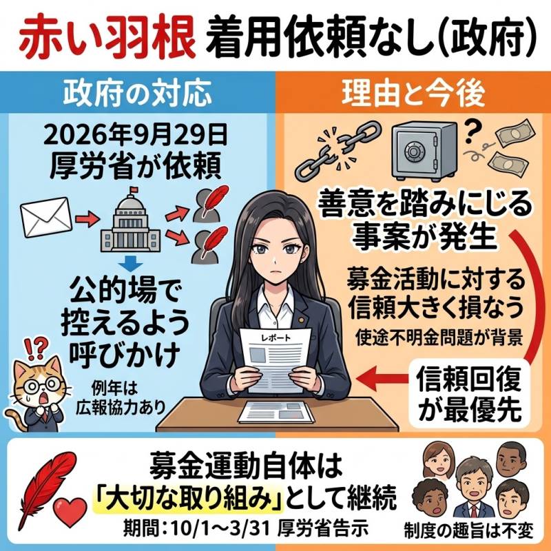 赤い羽根の着用を政府が控えたのはなぜか