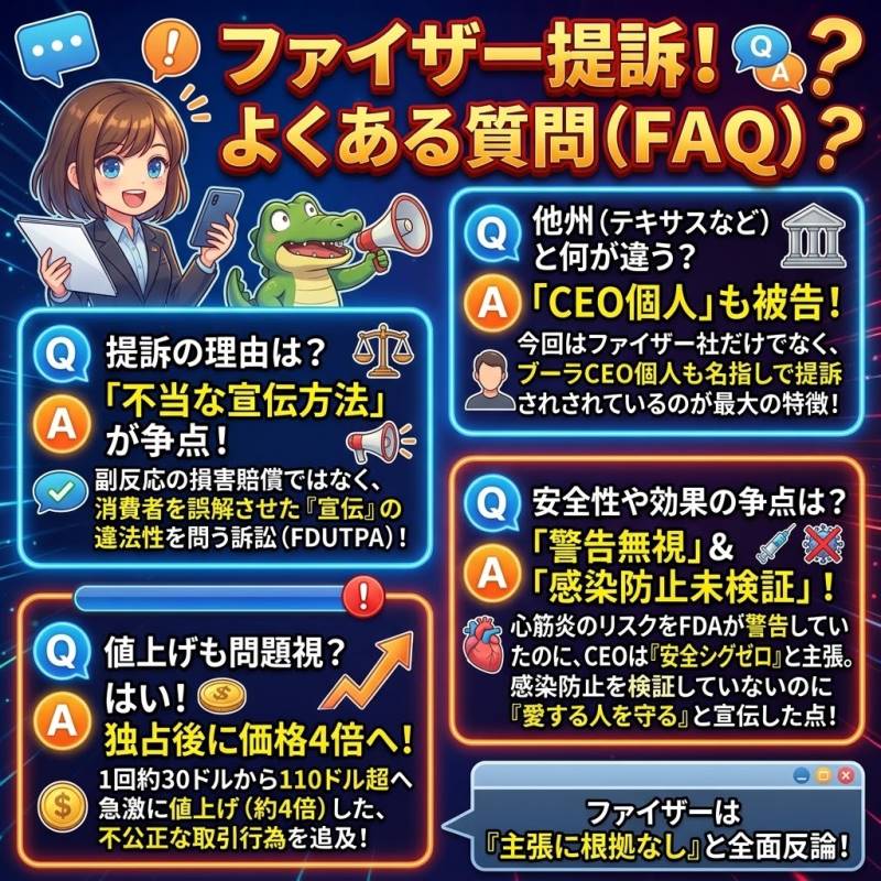 【フロリダ州ファイザー提訴】のよくある質問（FAQ）